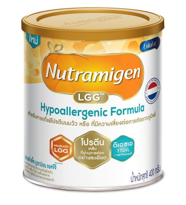 นูตรามีเยน แลคโตบาซิลัส ราโนซัส จีจี (NutramigenLactobacillus Rhamnosus GG, LGG) อาหารทารก สำหรับทารกที่มีระบบการย่อยผิดปกติ และแพ้โปรตีน